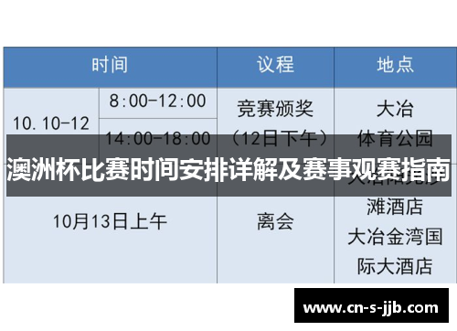 澳洲杯比赛时间安排详解及赛事观赛指南